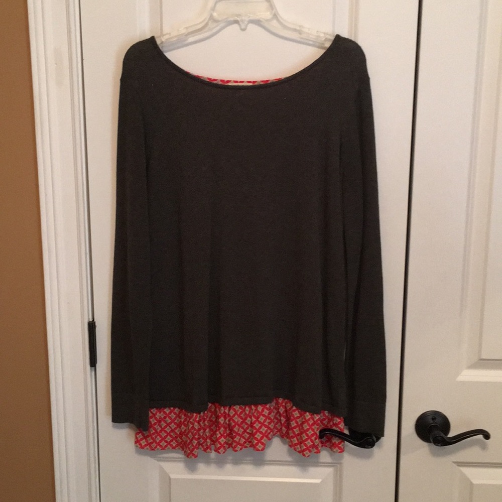 Matilda Jane Gray Sweater with Red Accents